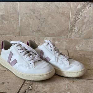 Women’s Veja V-12 Leather Extra White Parma Magenta Trainers
